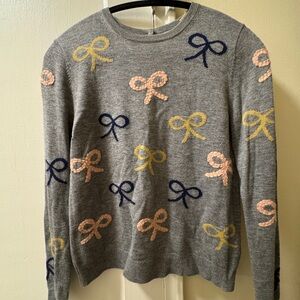 Anthropologie Flower Power bow embroidered sweater M